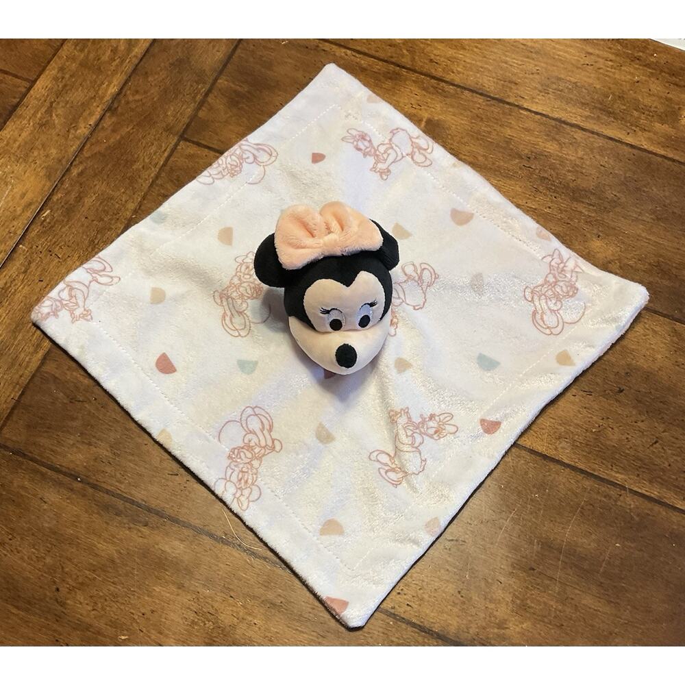 Disney‎ Minnie Mouse White, Light Blue, and Peach Super Soft Security Baby Bla